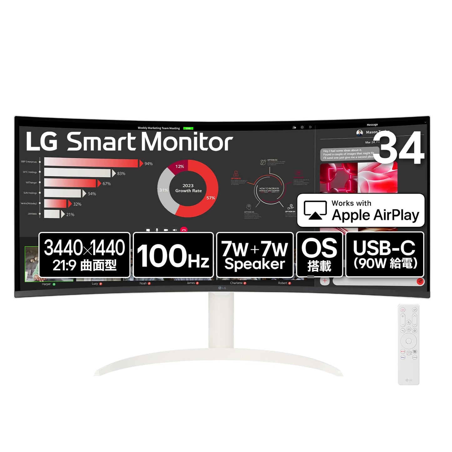 LG Monitor 34SR63QA-W 34インチ